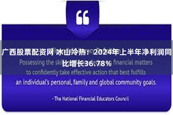 广西股票配资网 冰山冷热：2024年上半年净利润同比增长36.78%