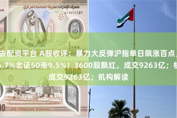 去配资平台 A股收评：暴力大反弹沪指单日飙涨百点，创指涨6.7%北证50涨9.5%！3600股飘红，成交9263亿；机构解读