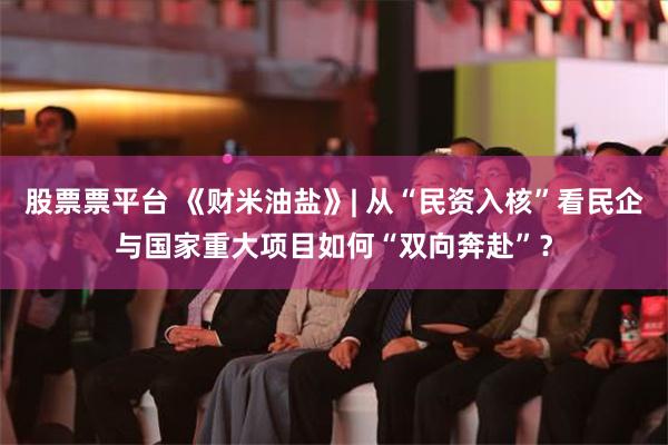 股票票平台 《财米油盐》| 从“民资入核”看民企与国家重大项目如何“双向奔赴”？