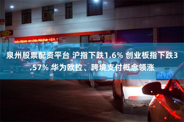 泉州股票配资平台 沪指下跌1.6% 创业板指下跌3.57% 华为欧拉、跨境支付概念领涨