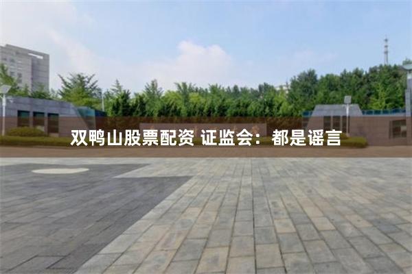 双鸭山股票配资 证监会：都是谣言