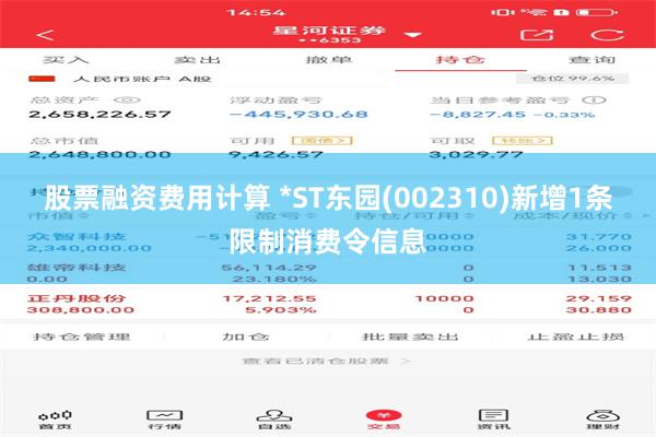股票融资费用计算 *ST东园(002310)新增1条限制消费令信息
