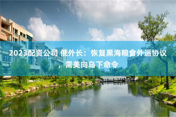 2023配资公司 俄外长：恢复黑海粮食外运协议，需美向乌下命令