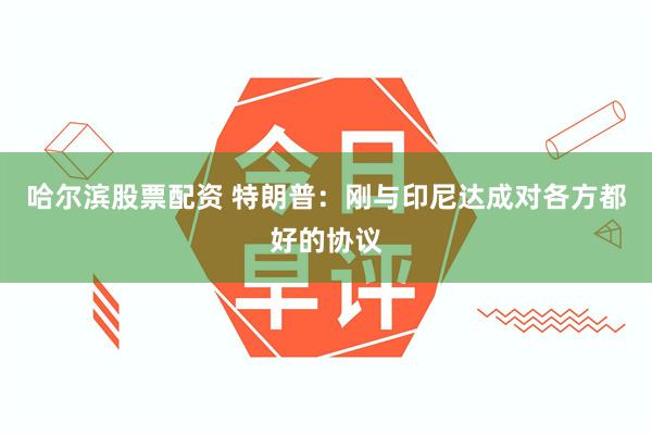 哈尔滨股票配资 特朗普：刚与印尼达成对各方都好的协议