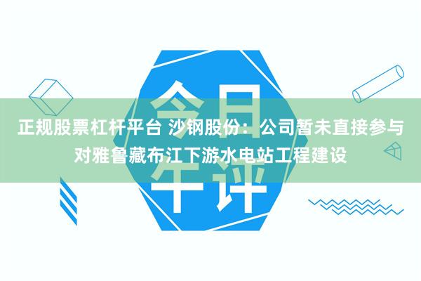 正规股票杠杆平台 沙钢股份：公司暂未直接参与对雅鲁藏布江下游水电站工程建设